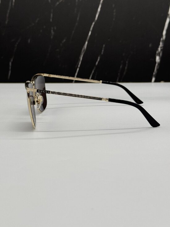 NEW GUCCI GG0821S 001 EYEWEAR GOLD/GRAY UNISEX SUNGLASSES